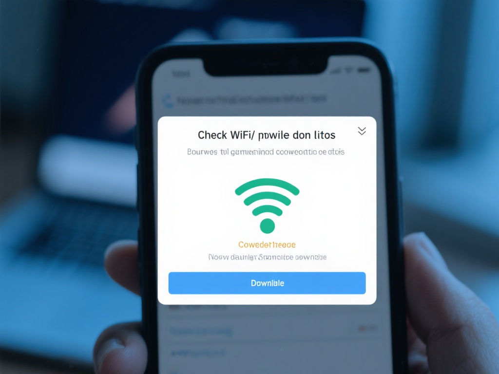 下载过程中遇到网络问题怎么办：请检查您的WiFi或